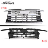 BUFEETERS Front Bumper Upper Grille With Camera Fit For 2022 2023 2024 Chevy Silverado 1500,Horizontal Billet Style,Chrome&Black