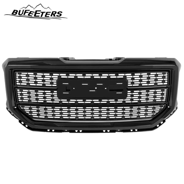BUFEETERS Front Bumper Upper Grille Fit For 2016 2017 2018 GMC Sierra 1500,Denali Style,Gloss Black