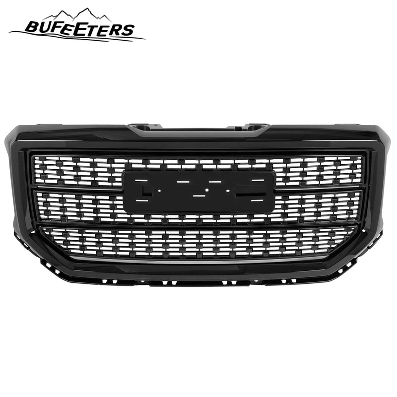 BUFEETERS Front Bumper Upper Grille Fit For 2016 2017 2018 GMC Sierra 1500,Denali Style,Gloss Black