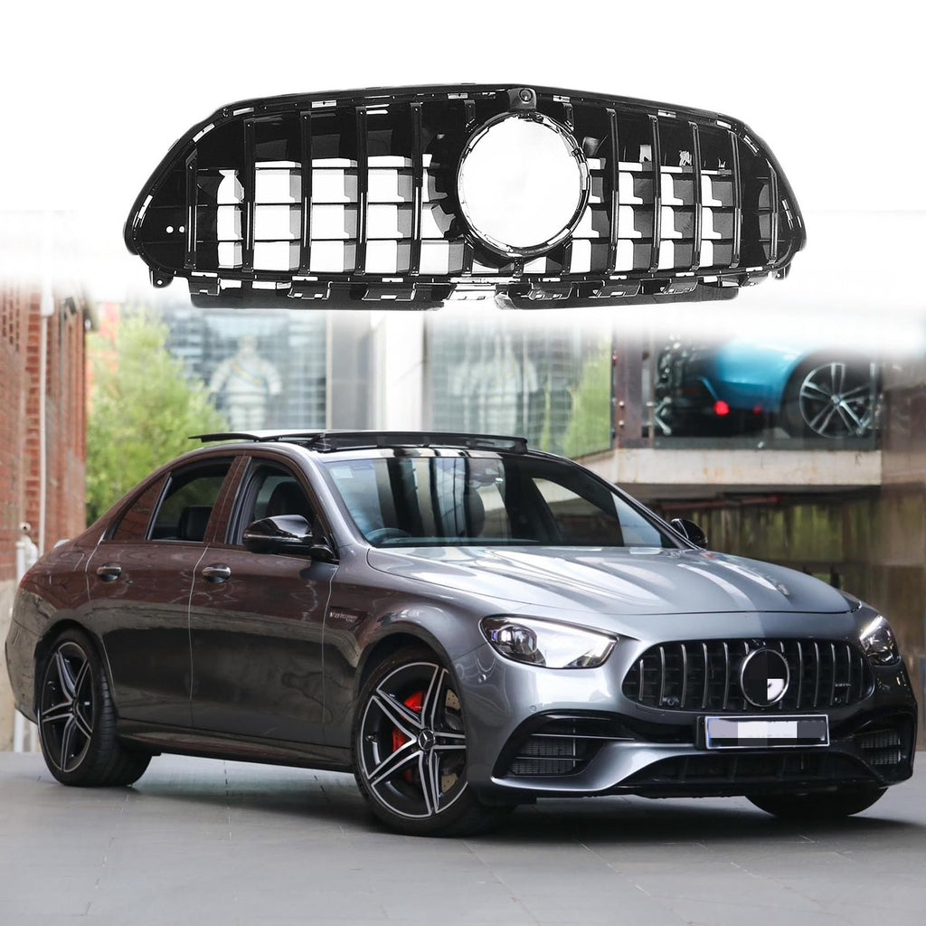 BUFEETERS  Front Bumper Upper Grille Fit For 2016 2017 2018 2019 Mercedes Benz E63 W213,GTR Style,Black