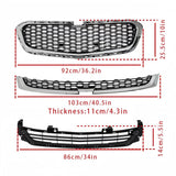 BUFEETERS  3pcs Front Upper Center Lower Grille Grill Set Fit For 2014 2015 2016 Chevrolet Malibu,Chrome&Black