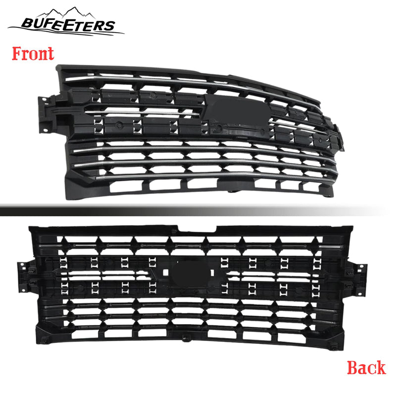 BUFEETERS Front Bumper Upper Grille W/Chrome Trim Fit For 2019 2020 2021 Chevy Silverado 1500,Horizontal Billet Style,Chrome&Black