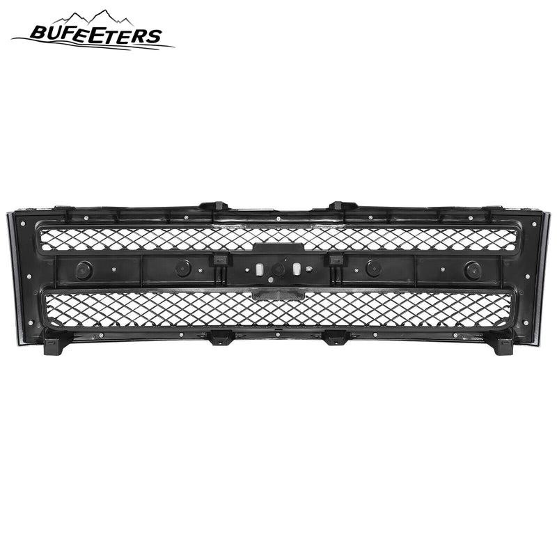 BUFEETERS Front Upper Grille Fit For 2007 2008 2009 2010 2011 2012 2013 Chevrolet Silverado 1500,Mesh insert Style,Chrome&Black