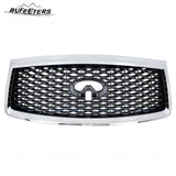 BUFEETERS  Front Upper Grille Assembly W/ Camera Hole Fit For 2018 2019 2020 2021 Infiniti QX80,Honeycomb  
 Style,Chrome&Black