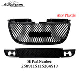 BUFEETERS Front Upper Lower Grille Mesh Assembly Fit For 2007 2008 2009 2010 2011 2012 2013 2014 GMC Yukon/Yukon XL,Denali Style,Gloss Black