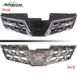 BUFEETERS Front Bumper Upper Grille Fit For 2011 2012 2013 Nissan Rogue 2014 2015 Rogue Select,Factory Style,Chrome Shell With Black Insert