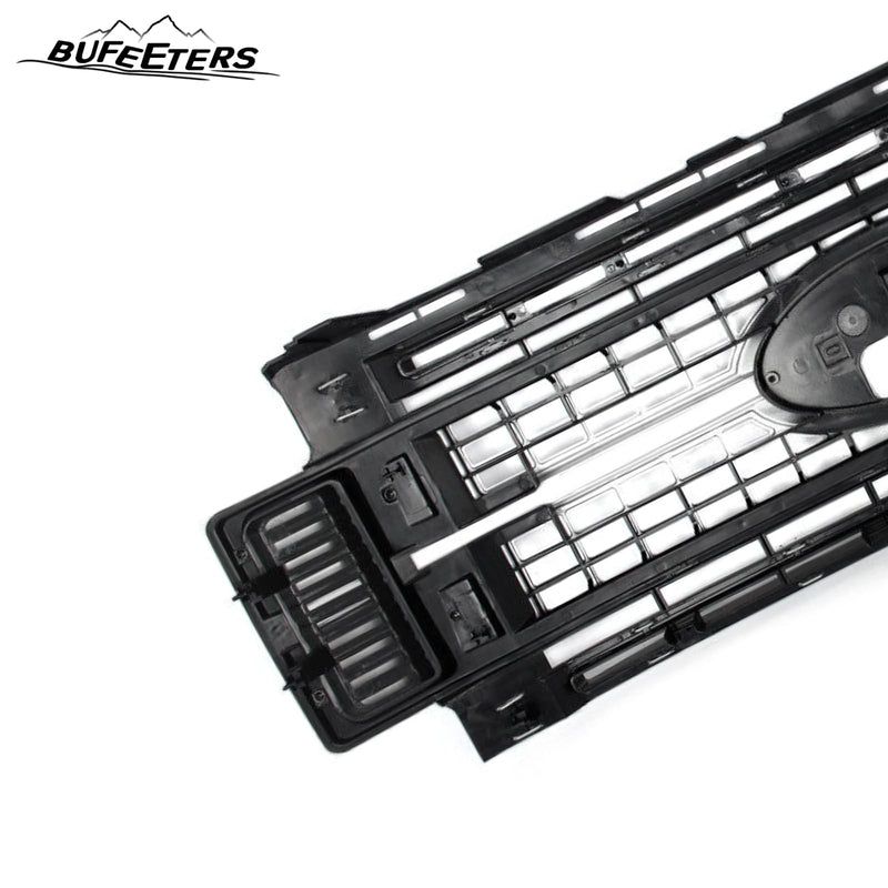 BUFEETERS Front Bumper Upper Grille W/o Camera Hole Fit For 2017 2018 2019 F-250 F-350 F-450 F-550 Super Duty,Platinum Style,Ingot Silver&Black