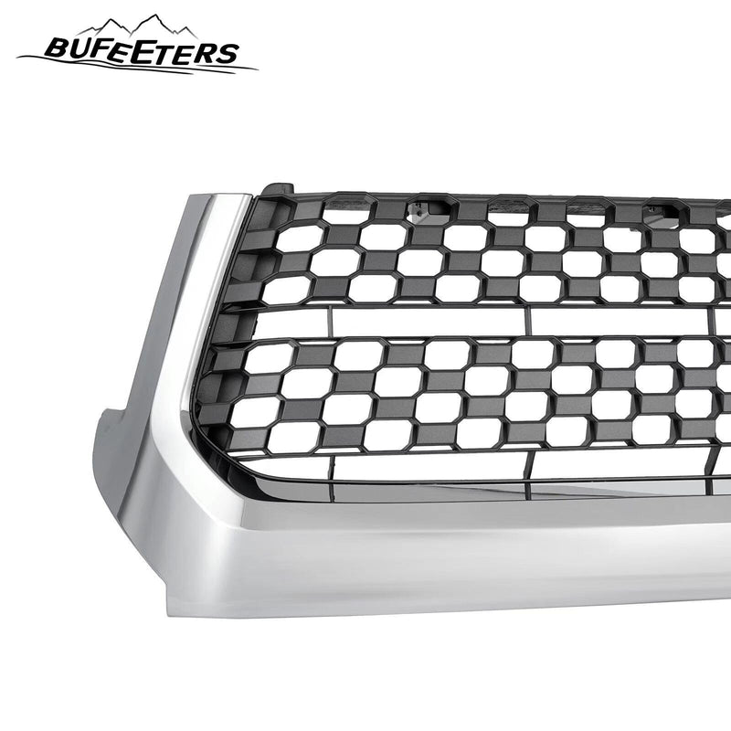BUFEETERS Front Upper Grille & Hood Bulge Fit For 2014 2015 2016 2017 2018 2019 2020 Toyota Tundra,Honeycomb Style,Chorme&Black