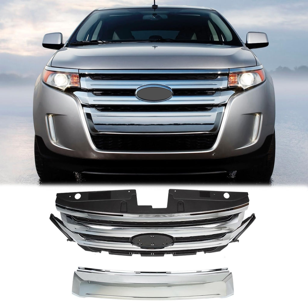 BUFEETERS Front Upper Grille Mounting & Trim Molding Fit For 2011 2012 2013 2014 Ford Edge,
Honeycomb Style,Chrome&Black
