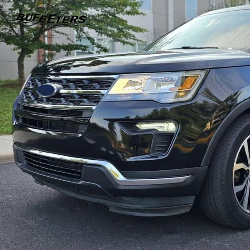 BUFEETERS Front Bumper Upper Grille Fit For 2018 2019 Ford Explorer,Factory Style,Chrome&Black