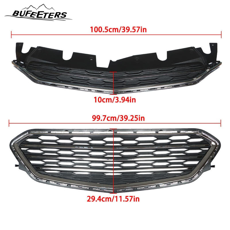 BUFEETERS Front Bumper Upper & Lower Grille Set Fit For 2016 2017 Chevrolet Equinox,Chrome&Black