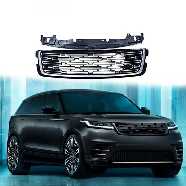 BUFEETERS Front Bumper Upper Grille Fit For 2017 2018 2019 2020 2021 2022 2023 2024 Range Rover Velar,Mesh Style,Black&Silver