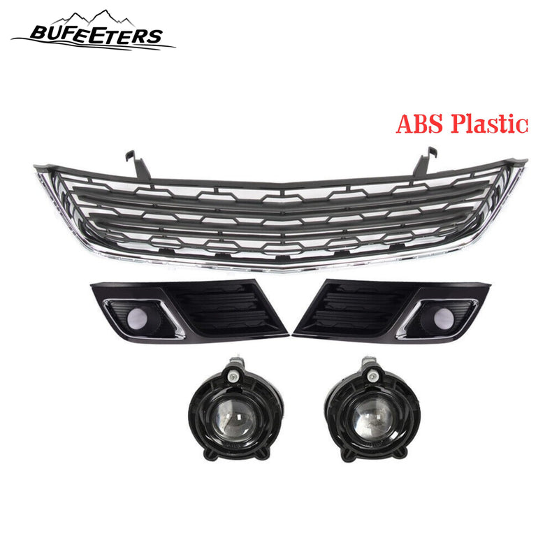 BUFEETERS  5PCS Front Bumper Lower Grille&Fog Lights&Bezels Set Fit For 2013 2014 2015 2016 2017 Chevy Chevrolet Traverse,Factory Style,Chrome&Black