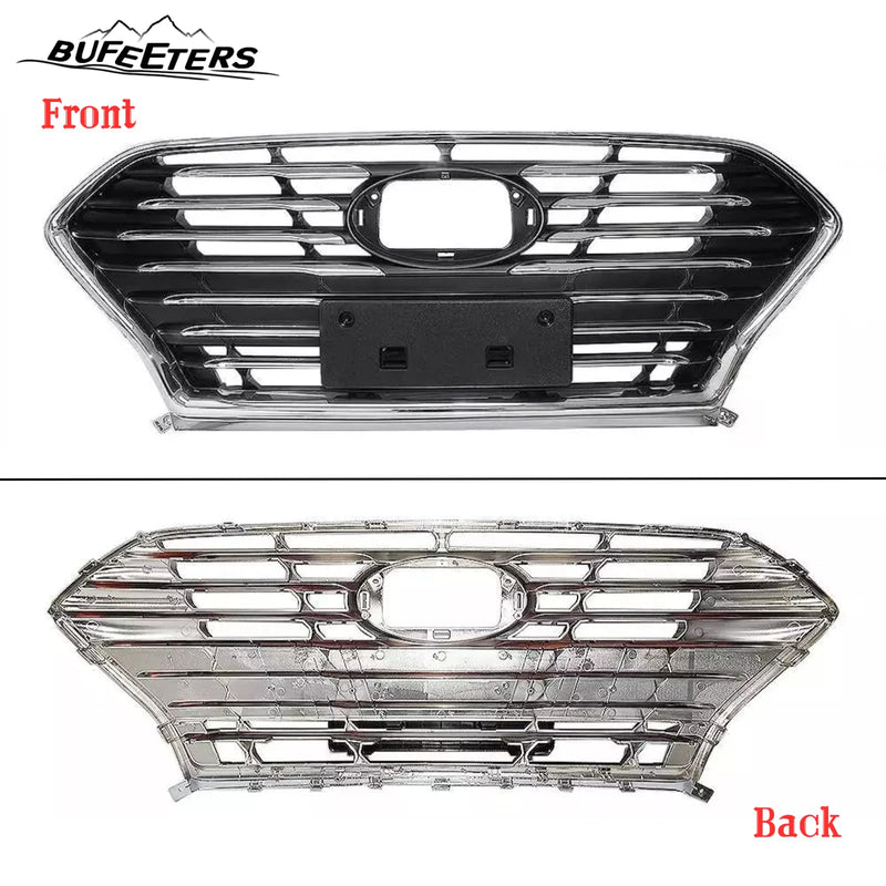 BUFEETERS    Front Bumper Upper Grille Fit For 2018 2019 Hyundai Sonata,Factory Style,Chrome&Black