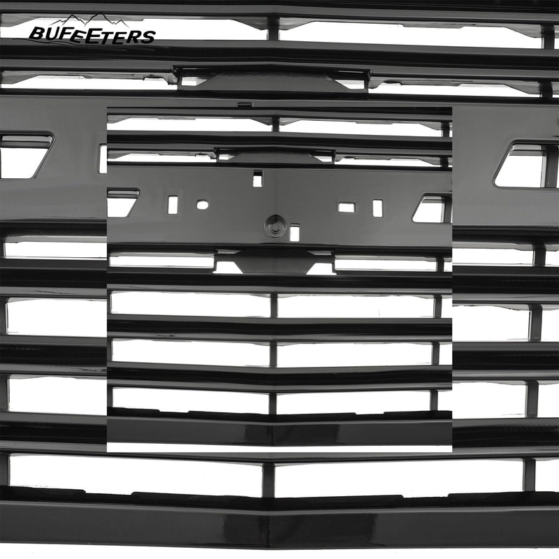 BUFEETERS Front Bumper Upper Grille Fit For 2015 2016 2017 2018 2019 2020 Chevrolet Tahoe,Mesh Style,Gloss Black