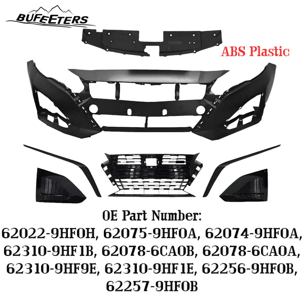BUFEETERS  7PCS Front Bumper Grille Fog Light Cover Black Molding Fit For 2023 2024 Nissan Altima SR,Factory Style,Gloss Black