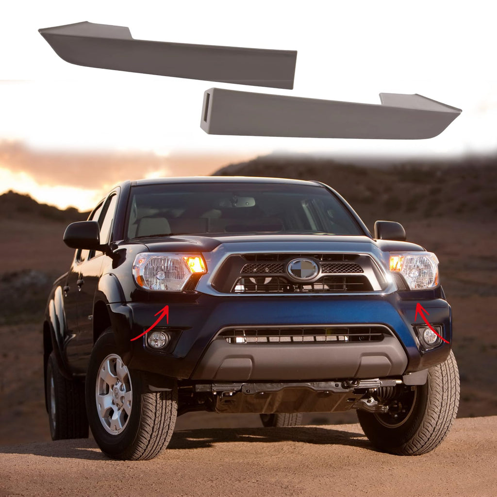 BUFEETERS Front Grille Headlight Filler Molding Trim Panel Set Fit For Toyota Tacoma 2012 2013 2014 2015,Dark Gray
