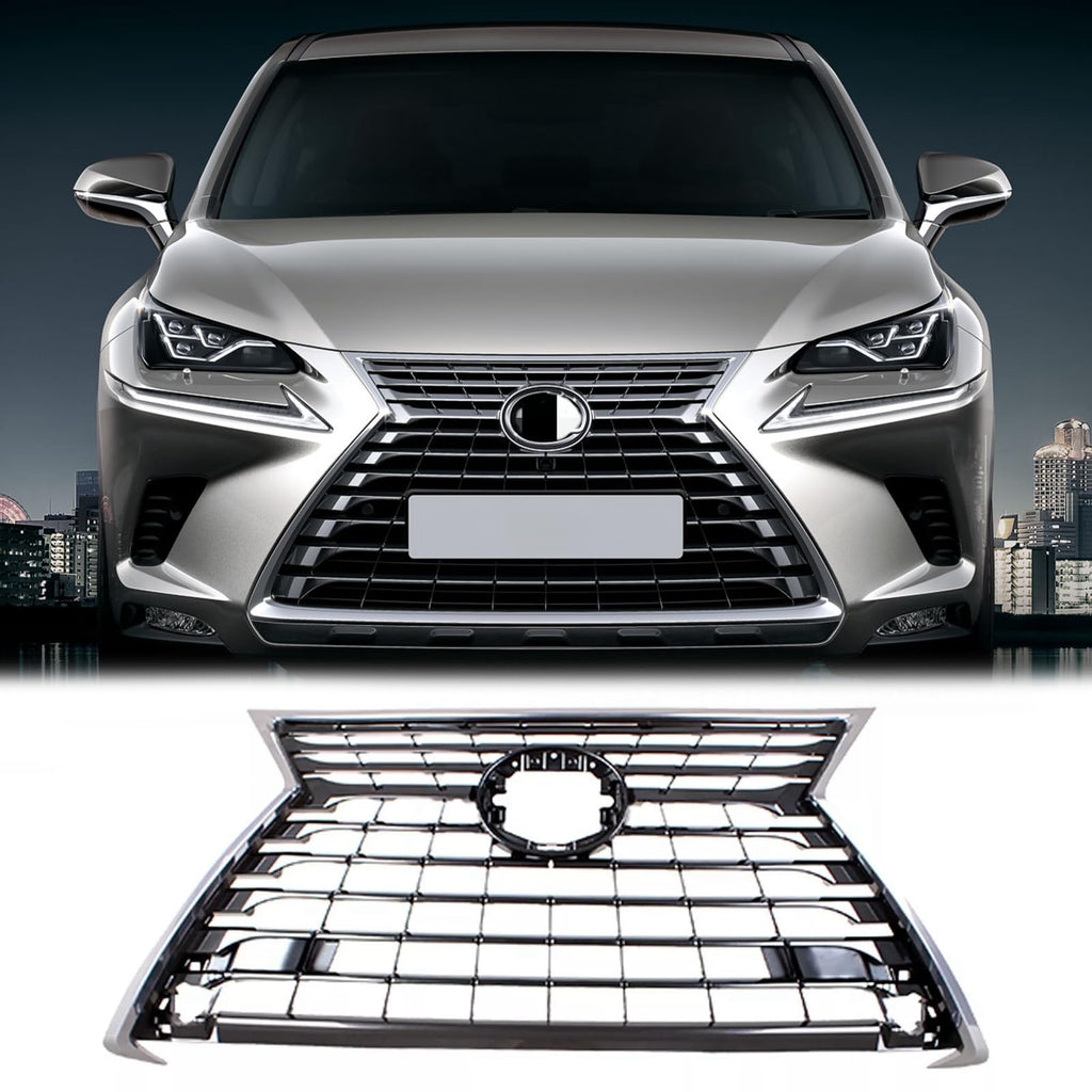 BUFEETERS  Front Bumper Grille Fit For 2018 2019 Lexus NX300 NX300h,OE Style,Silver