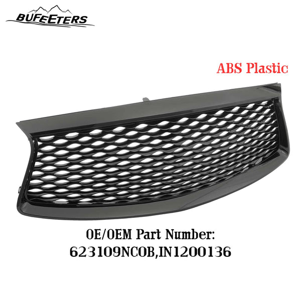 BUFEETERS  Front Bumper Upper Grille Fit For 2016 2017 2018 2019 2020 INFINITI QX60,Mesh Style,Gloss Black