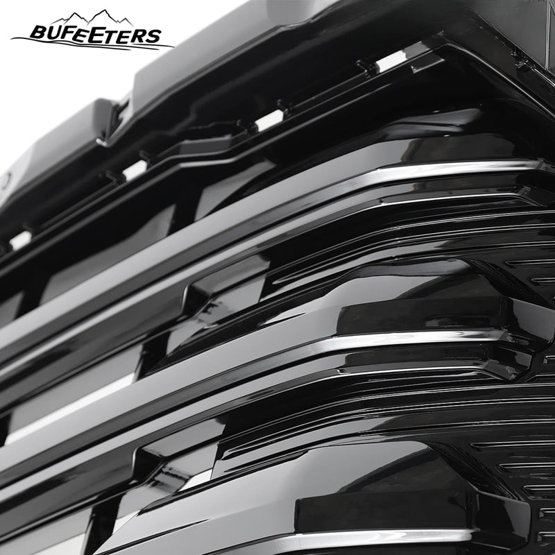 BUFEETERS Front Bumper Upper Grille Fit For 2022 2023 2024 Chevy Silverado 1500 High Country,Horizontal Billet Style,Gloss Black