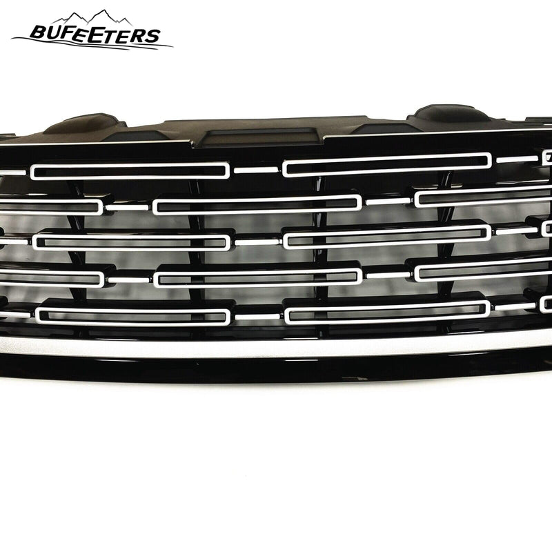BUFEETERS Front Bumper Upper Grille Fit For 2023 2024 Land Rover Range Rover Vogue L405,Mesh Style,Black&Silver