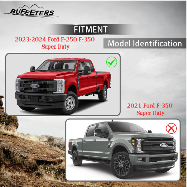 BUFEETERS Front Bumper Upper Grille Fit For 2023 2024 Ford F250 F350 Super Duty,Platinum Look Style,Gloss Black&Matte Black