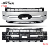 BUFEETERS Front Bumper Upper Grille Fit For 2017 2018 2019 F-250 F-350 F-450 F-550 Super Duty,Lariat Style,UX Ingot Silver&Matte Black