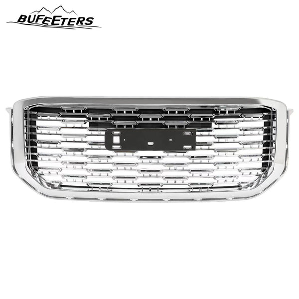 BUFEETERS   Front Upper Grille Mesh Grill Fit For 2015 2016 2017 2018 2019 2020 GMC Yukon/ Yukon XL,Denali Style,Chrome&Silver