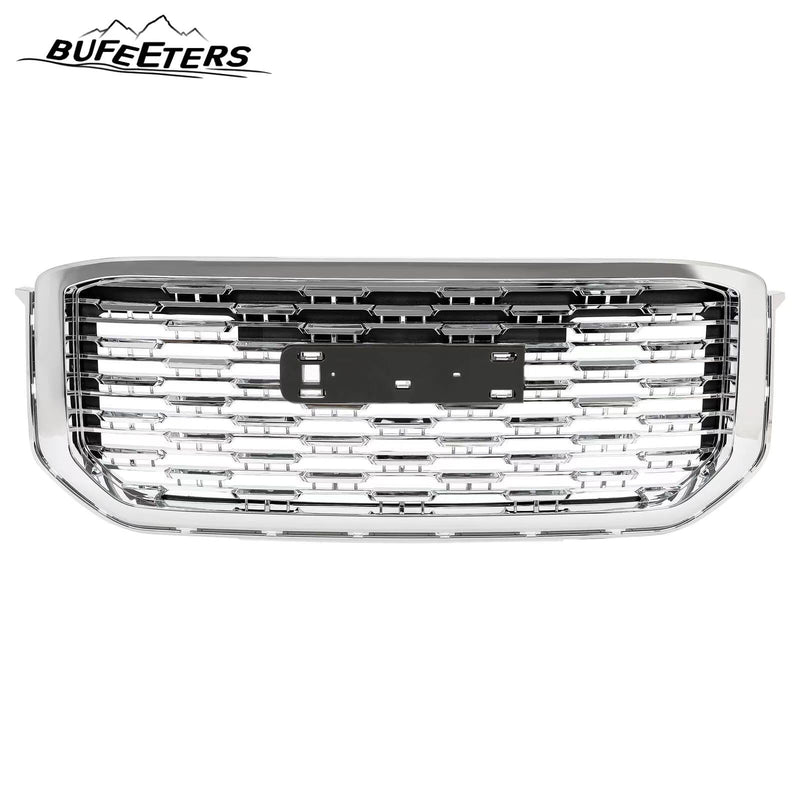 BUFEETERS   Front Upper Grille Mesh Grill Fit For 2015 2016 2017 2018 2019 2020 GMC Yukon/ Yukon XL,Denali Style,Chrome&Silver