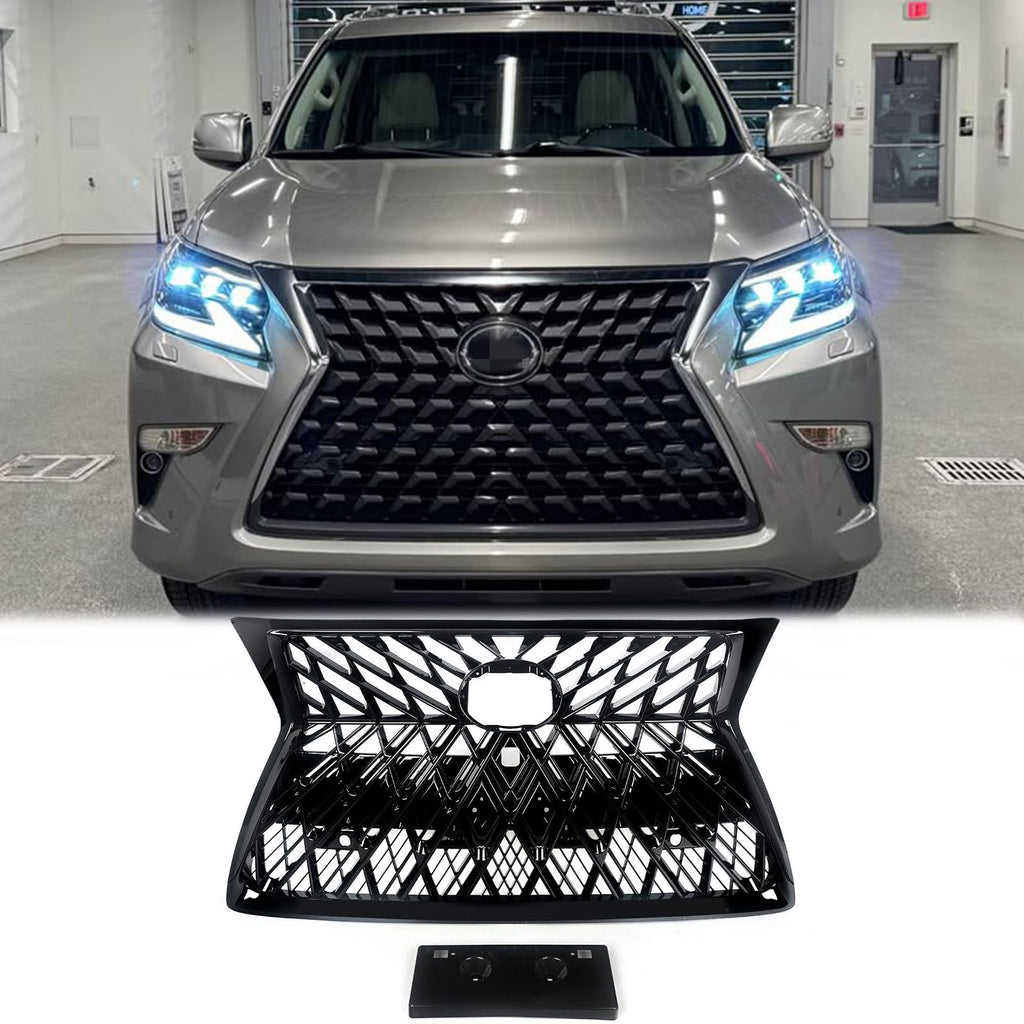 BUFEETERS Front Upper Grille Fit For 2014 2015 2016 2017 2018 2019 2020 2021 2022 LEXUS GX460,Mesh Style,Gloss Black