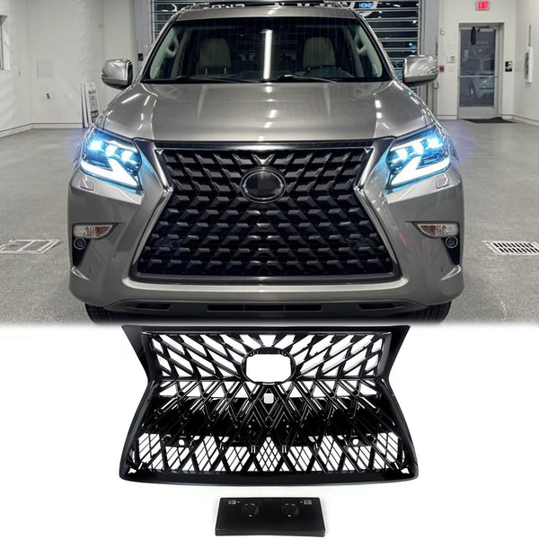 BUFEETERS Front Upper Grille Fit For 2014 2015 2016 2017 2018 2019 2020 2021 2022 LEXUS GX460,Mesh Style,Gloss Black