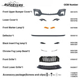 BUFEETERS  12PCS Front Bumper Cover RS Grille Assembly Kit Complete Fit For 2022 2023 2024 Chevy Chevrolet Traverse,Horizontal Billet Style,Black