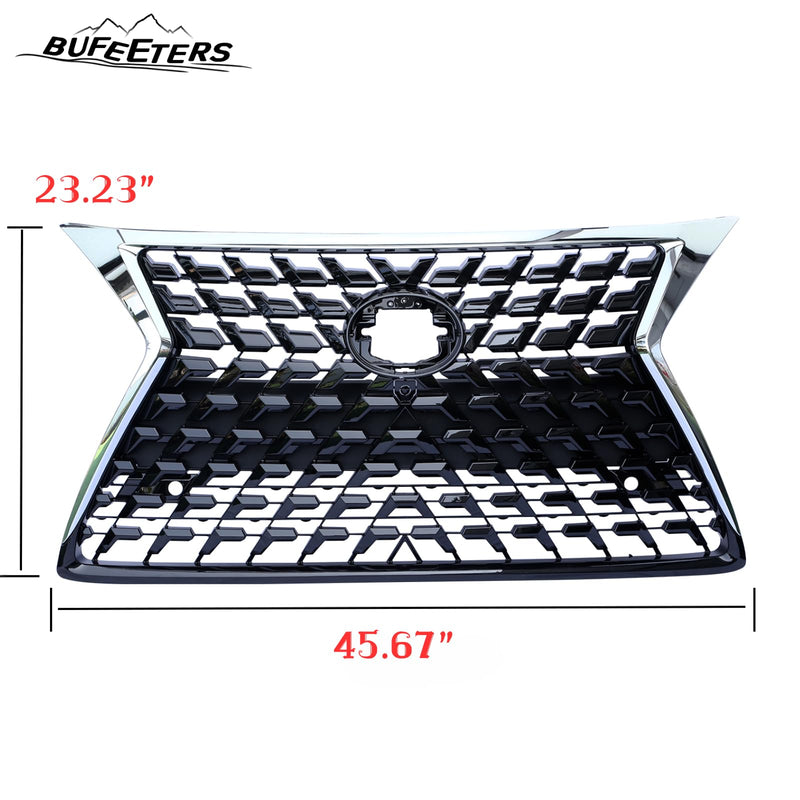 BUFEETERS Front Upper Grille Fit For 2014 2015 2016 2017 2018 2019 2020 2021 2022 LEXUS GX460,Mesh Style,Black W/Chrome Frame