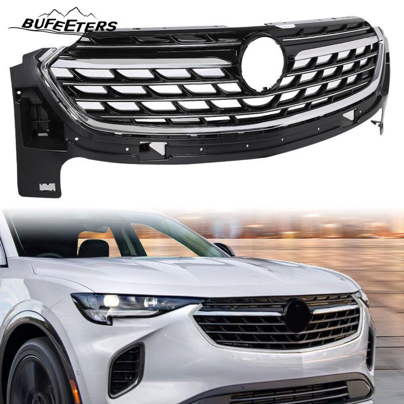 BUFEETERS Front Bumper Upper Grille Fit For 2021 2022 2023 Buick Envision Avenir,Mesh Style,Chrome&Black