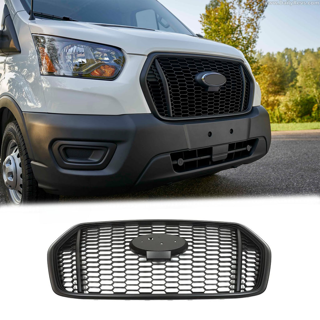 BUFEETERS Front Upper Grille Fit For 2020 2021 2022 Ford Transit T150 T250 T350,Honeycomb Style,Matte Black