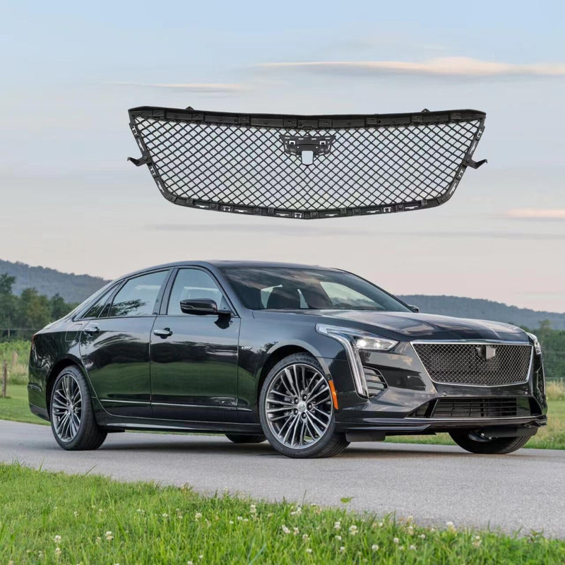 BUFEETERS  Front Upper Grille With Frame Fit For 2019 2020 Cadillac CT6,Honeycomb Style,Gloss Black
