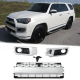 BUFEETERS  Front Bumper Lower Grille+Fog Lamp Cover Set Fit For 2014 2015 2016 2017 2018 2019 2020 Toyota 4Runner Limited,Factory Style,Chrome＆Black