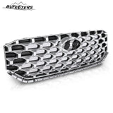 BUFEETERS   Front Bumper Upper Grille Fit For 2021 2022 2023 Hyundai Santa Fe,Honeycomb Mesh Style,Black&Chrome