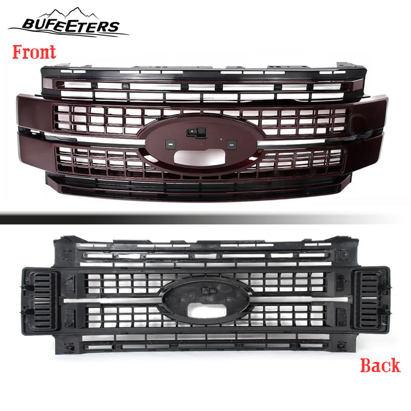 BUFEETERS Front Bumper Upper Grille Fit For 2017 2018 2019 F-250 F-350 F-450 F-550 Super Duty,Platinum Style,E2 Magma Red &Matte Black