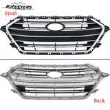 BUFEETERS     Front Bumper Grille w/ Chrome Trim Fit For 2017 2018 Hyundai Elantra Sedan,Horizontal Billet Style,Chrome&Black