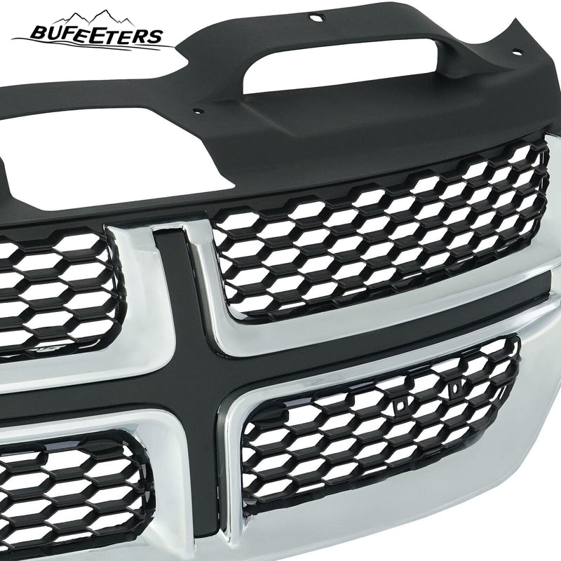 BUFEETERS  Front Bumper Upper Grille Fit For 2011 2012 2013 2014 2015 2016 2017 2018 2019 2020 Dodge Journey,Factory style,Black&Chrome