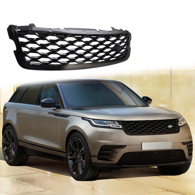 BUFEETERS  Front Bumper Upper Grille  Fit For 2018 2019 2020 2021 2022 2023 Range Rover Velar,Honeycomb Style,Gloss Black