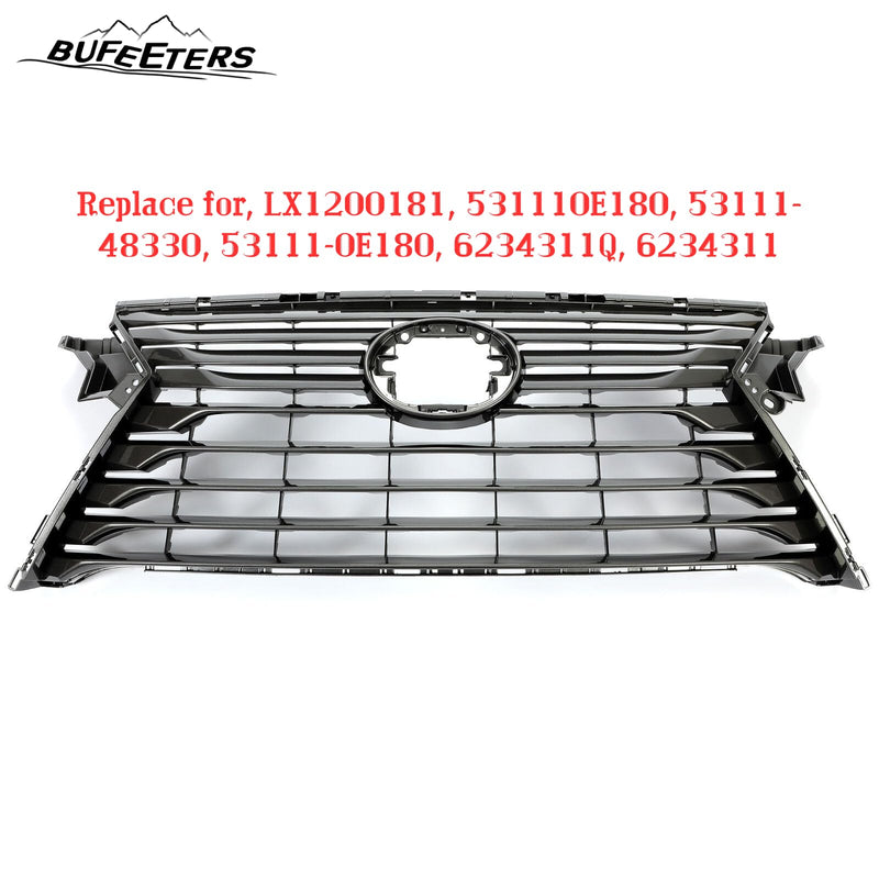 BUFEETERS  Front Upper Grille Fit For 2016 2017 2018 2019 Lexus RX350 RX450h RX350L Base Sport,Horizontal Billet Style,Shiny Gray