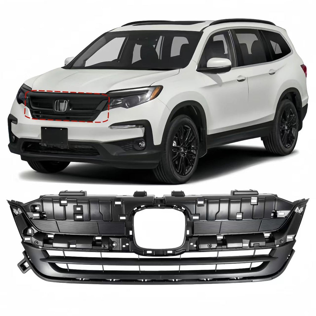 BUFEETERS  Front Upper Grille Assembly Fit For 2019 2020 2021 2022 Honda Pilot,Black,71121TG7A50