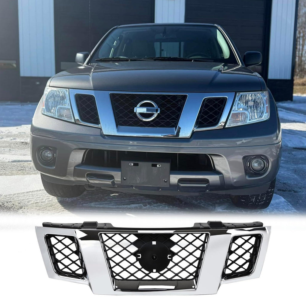 BUFEETERS Front Upper Grille Fit For 2009-2021 Nissan Frontier,Factory Style,Chrome&Black