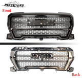 BUFEETERS Front Bumper Upper Grille Fit For 2019 2020 2021 GMC Sierra 1500,Denali Style,Smoked Chrome&Black