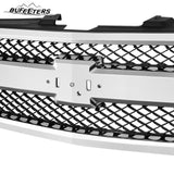 BUFEETERS Front Upper Grille Fit For 2007 2008 2009 2010 2011 2012 2013 Chevrolet Silverado 1500,Mesh insert Style,Chrome&Black