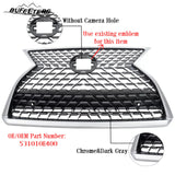BUFEETERS  Front Upper Grille Without Camera Hole Fit For 2020 2021 2022 Lexus RX350 RX450h RX350L RX450hL,Honeycomb insert Style,Chrome Shell with Painted Dark Gray Insert