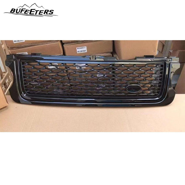 BUFEETERS  Front Bumper Upper Grille Fit For 2010 2011 2012 Land Rover Range Rover L322,Mesh Style,Gloss Black