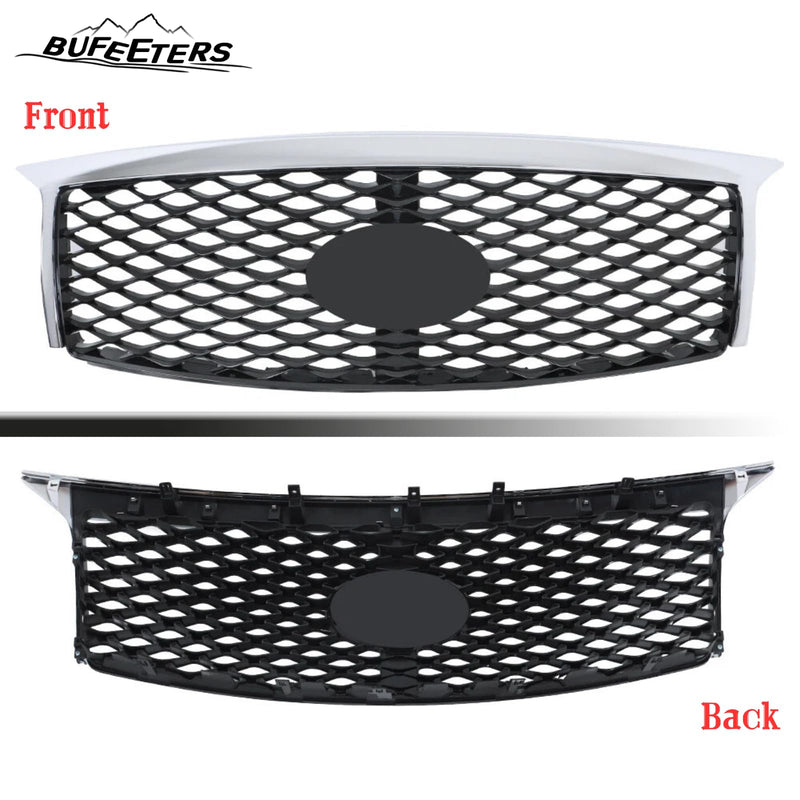 BUFEETERS  Front Bumper Upper Grille Fit For 2015 2016 2017 INFINITI QX80,Mesh Style,Chrome&Black